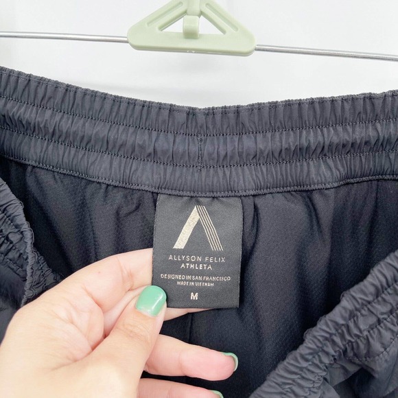 Athleta Allyson Felix Legend Track Pant Black Sz‎ M Mesh Trim Softshell Drawcord - Picture 5 of 10